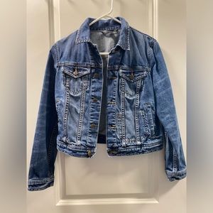 (R$108) Armani Exchange Medium-wash Womens Denim Jacket Blue Button Front SMALL